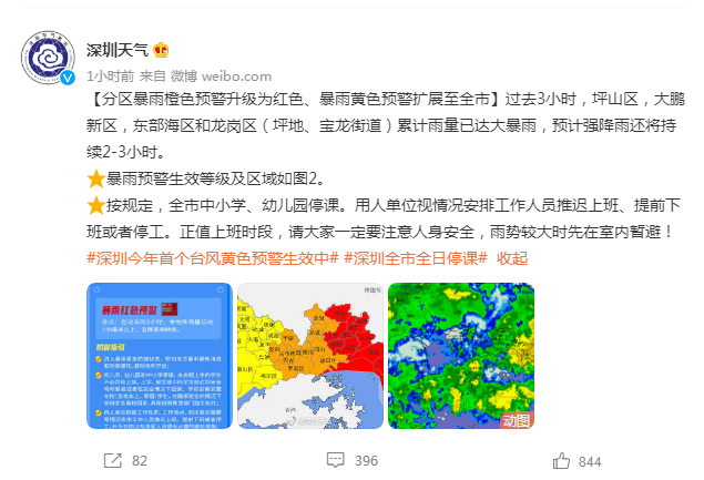 天游平台注册地址台风“圆规”侵袭，深圳全市全日停课！分区暴雨橙色预警升级为红色