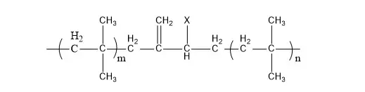 卤化丁基橡胶主分子结构式(x为br或cl)