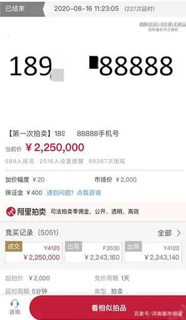 尾号55555手机号拍卖 成交价竟高达120万余元