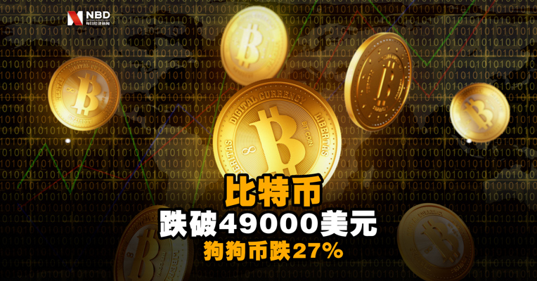 比特币跌破49000美元 马斯克力捧的狗狗币跌27%