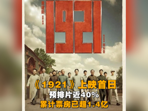 视频丨电影《1921》上映首日预排片近40%，累计票房已超1.4亿