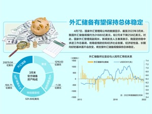 3月末外汇储备约为31880亿美元