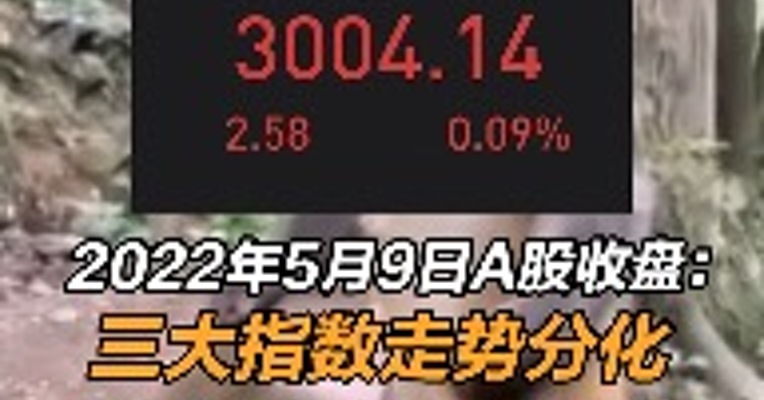 2022年5月9日A股收盘：三大指数全天分化，A股今日成交额不足7000亿元