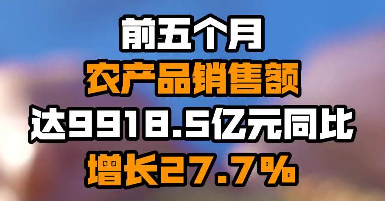 前五个月农产品销售额达9918.5亿元 同比增长27.7%