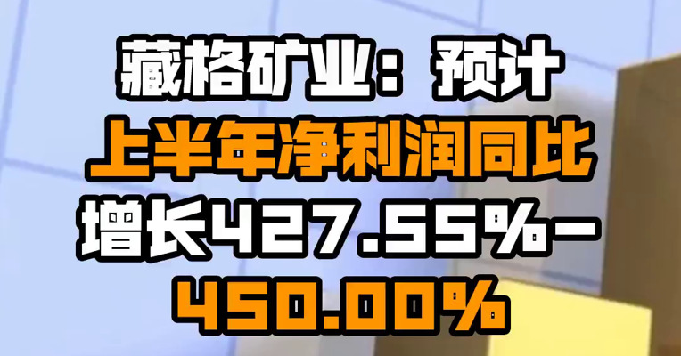 藏格矿业：预计上半年净利润同比增长427.55%-450.00%