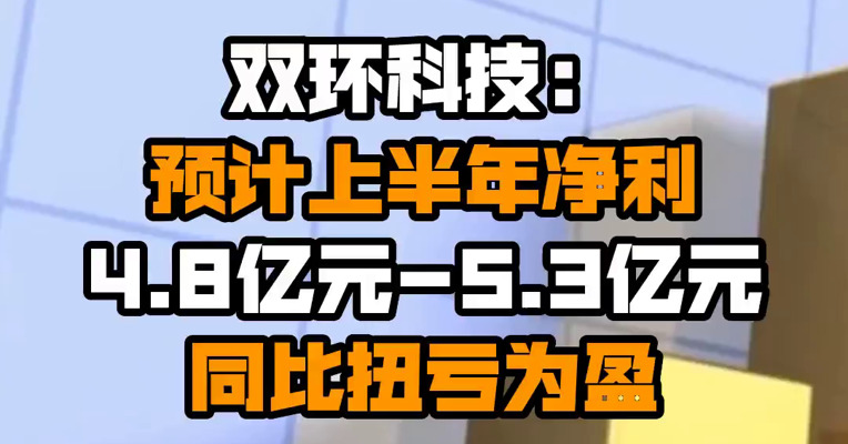 双环科技：预计上半年净利4.8亿元-5.3亿元 同比扭亏为盈