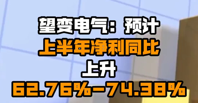望变电气：预计上半年净利同比上升62.76%-74.38%