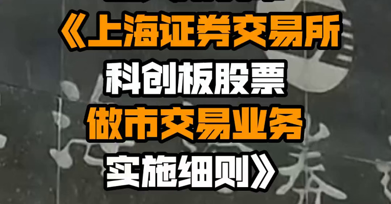 上交所发布《上海证券交易所科创板股票做市交易业务实施细则》