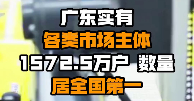 广东实有各类市场主体1572.5万户 数量居全国第一