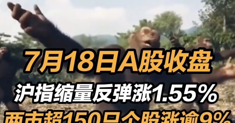 2022年7月18日A股收盘：沪指缩量反弹涨1.55% 两市超150只个股涨逾9% 