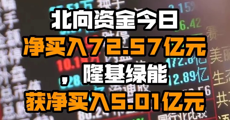 北向资金今日净买入72.57亿元，隆基绿能获净买入5.01亿元