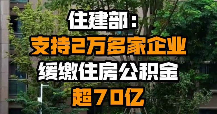 住建部：支持2万多家企业缓缴住房公积金超70亿