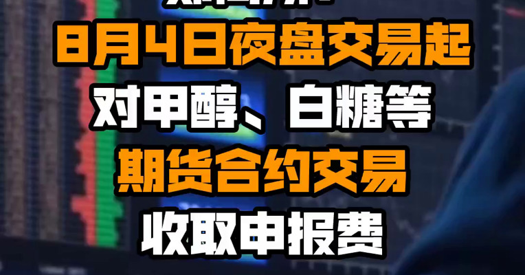 郑商所：8月4日夜盘交易起对甲醇、白糖等期货合约交易收取申报费