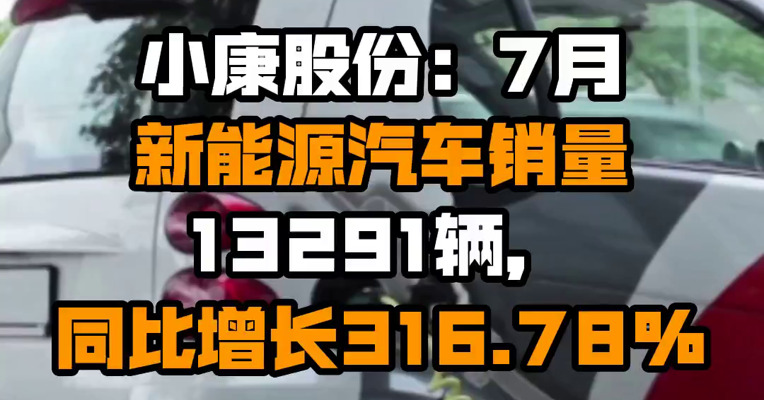 小康股份：7月新能源汽车销量13291辆，同比增长316.78%