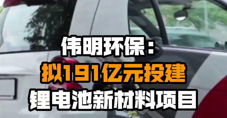 伟明环保：拟191亿元投建锂电池新材料项目