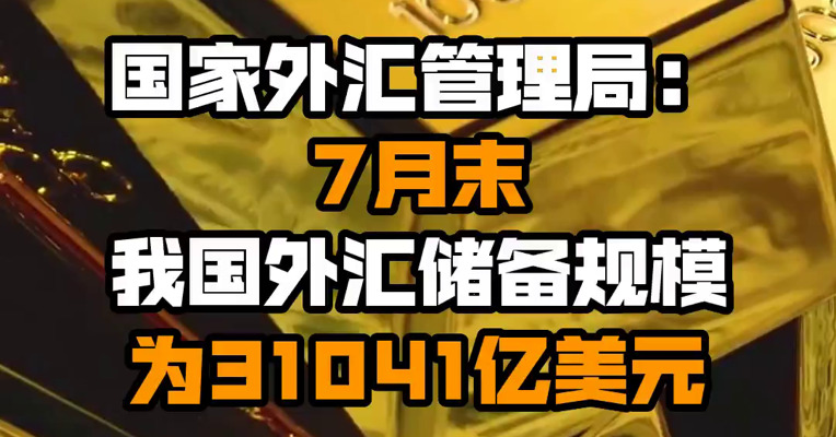 国家外汇管理局：7月末我国外汇储备规模为31041亿美元