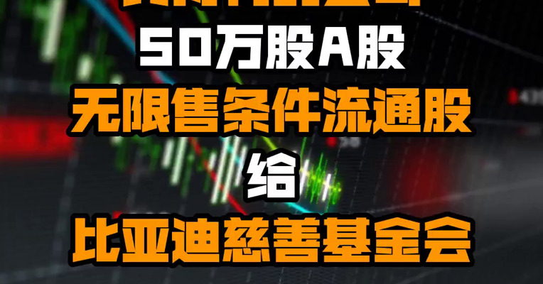 比亚迪：公司执行副总裁李柯拟无偿捐赠其持有的公司50万股A股无限售条件流通股给比亚迪慈善基金会