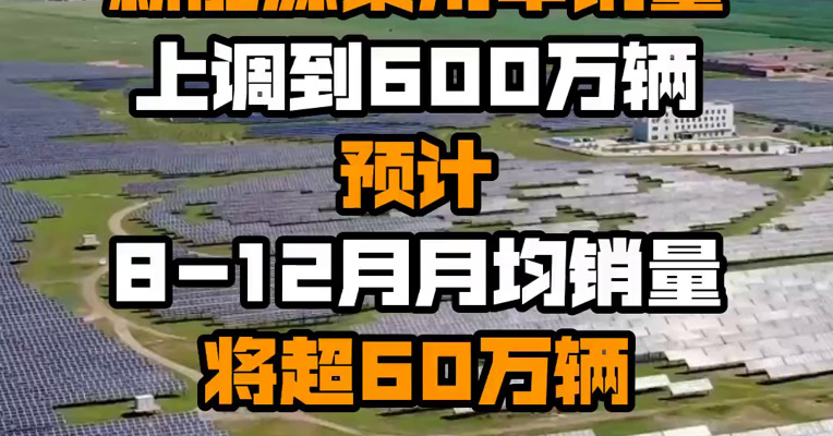 乘联会：2022年新能源乘用车销量上调到600万辆 预计8-12月月均销量将超60万辆