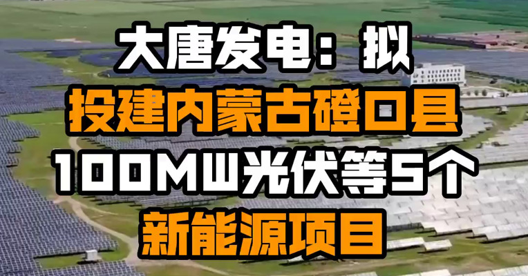 大唐发电：拟投建内蒙古磴口县100MW光伏等5个新能源项目