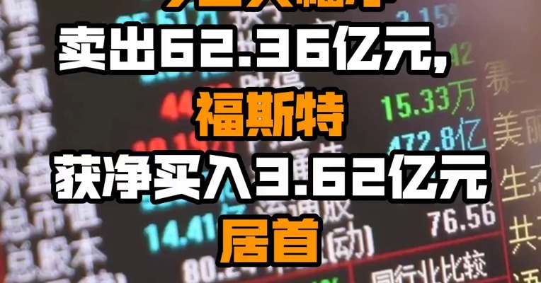 北向资金今日大幅净卖出62.36亿元，福斯特获净买入3.62亿元居首