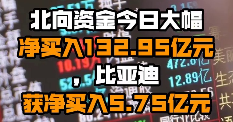北向资金今日大幅净买入132.95亿元，比亚迪获净买入5.75亿元
