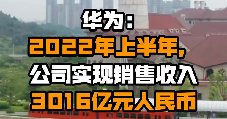华为：2022年上半年，公司实现销售收入3016亿元人民币