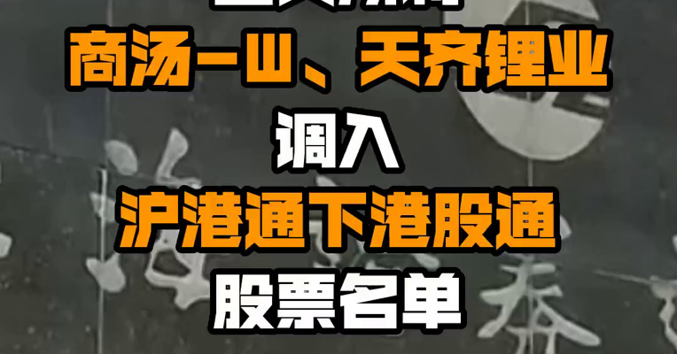 上交所将商汤-W、天齐锂业调入沪港通下港股通股票名单