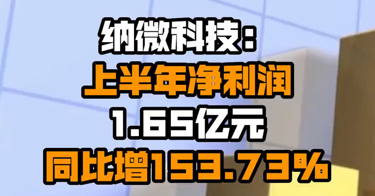 纳微科技：上半年净利润1.65亿元 同比增153.73%