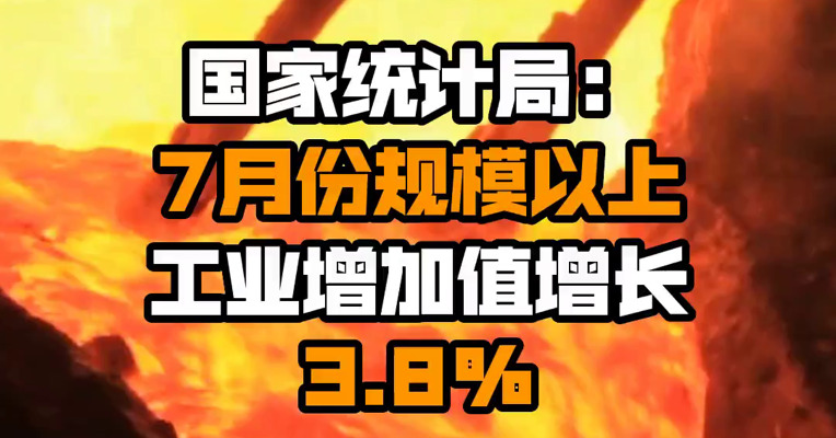 国家统计局：7月份规模以上工业增加值增长3.8%