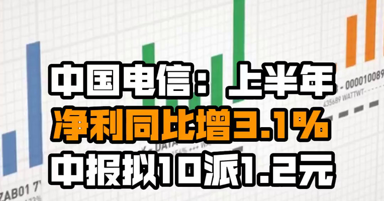 中国电信：上半年净利同比增3.1% 中报拟10派1.2元