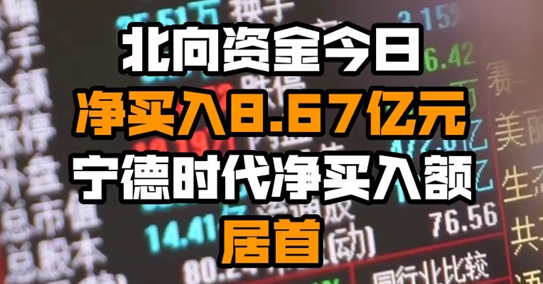 北向资金今日净买入8.67亿元 宁德时代净买入额居首