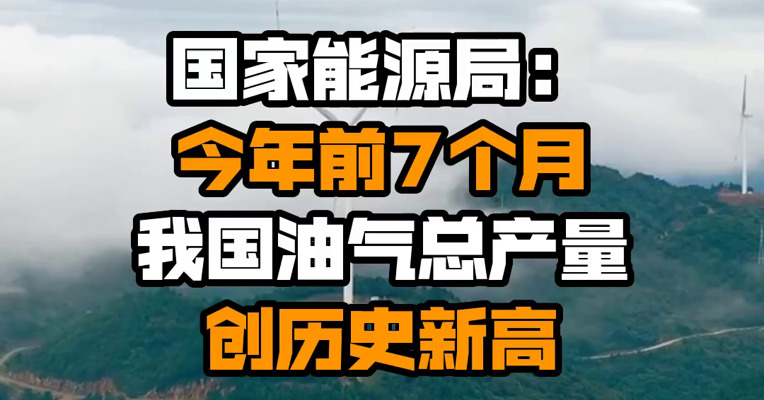国家能源局：今年前7个月我国油气总产量创历史新高