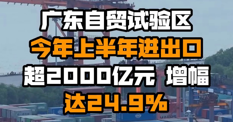 广东自贸试验区今年上半年进出口超2000亿元 增幅达24.9%