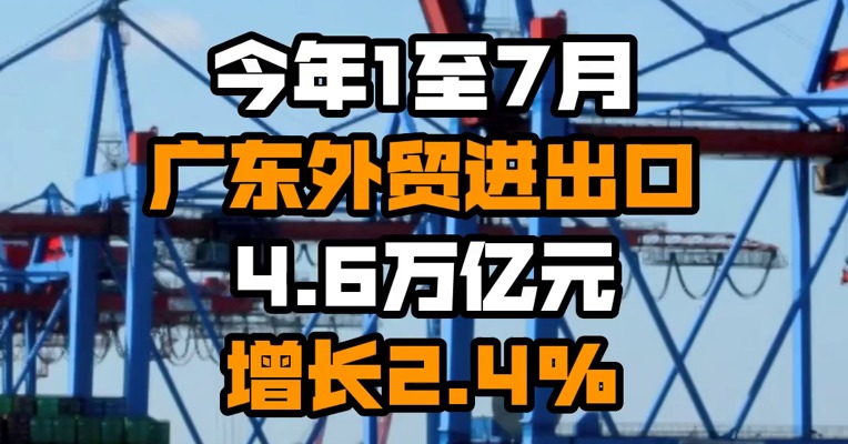 今年1至7月广东外贸进出口4.6万亿元 增长2.4%