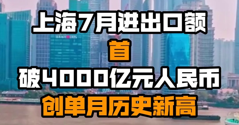 上海7月进出口额首破4000亿元人民币 创单月历史新高