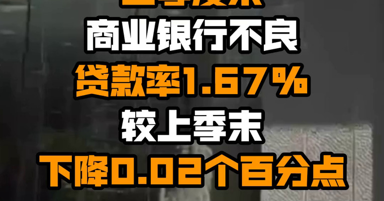 银保监会：二季度末商业银行不良贷款率1.67% 较上季末下降0.02个百分点