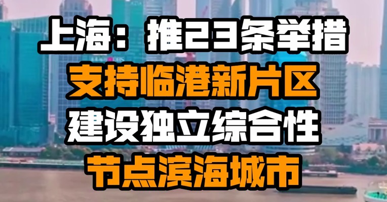 上海：推23条举措支持临港新片区建设独立综合性节点滨海城市