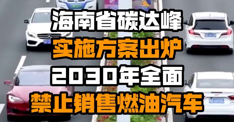 海南省碳达峰实施方案出炉 2030年全面禁止销售燃油汽车