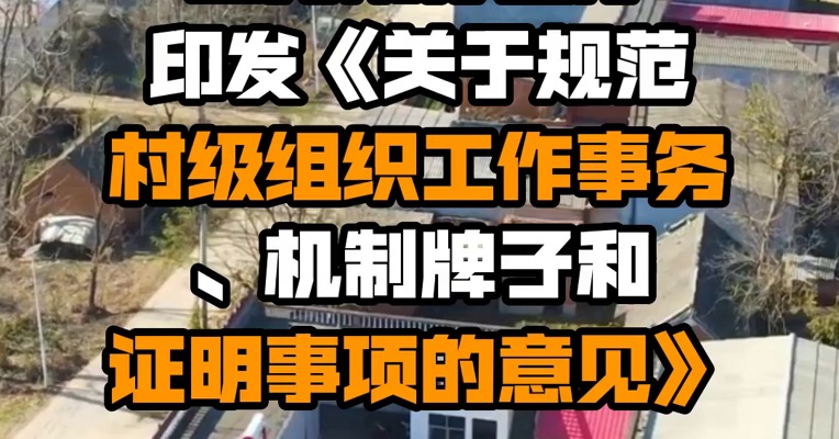 中共中央办公厅 国务院办公厅印发《关于规范村级组织工作事务、机制牌子和证明事项的意见》