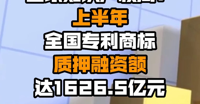 国家知识产权局：上半年全国专利商标质押融资额达1626.5亿元