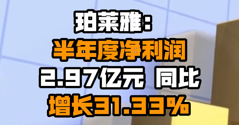 珀莱雅：半年度净利润2.97亿元 同比增长31.33%