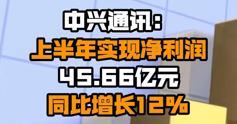中兴通讯：上半年实现净利润45.66亿元 同比增长12%