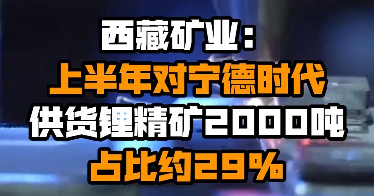 西藏矿业：上半年对宁德时代供货锂精矿2000吨 占比约29%