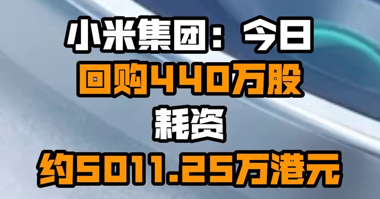 小米集团：今日回购440万股 耗资约5011.25万港元