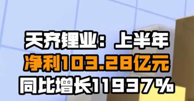 天齐锂业：上半年净利103.28亿元 同比增长11937%