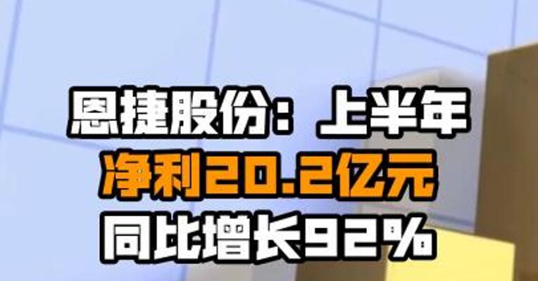 恩捷股份：上半年净利20.2亿元 同比增长92%
