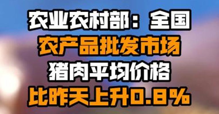 农业农村部：全国农产品批发市场猪肉平均价格比昨天上升0.8%
