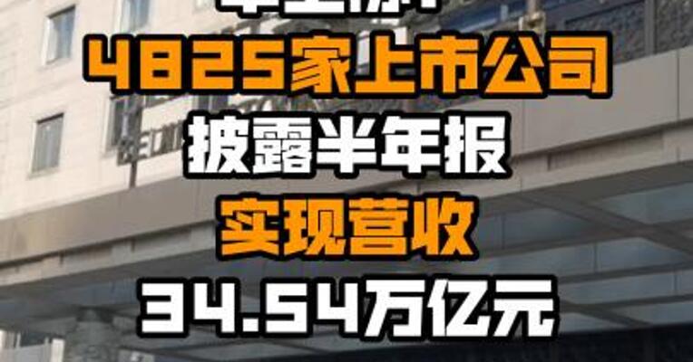 中上协：4825家上市公司披露半年报 实现营收34.54万亿元