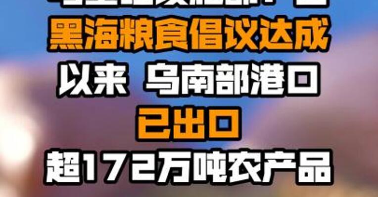 乌基础设施部：自黑海粮食倡议达成以来 乌南部港口已出口超172万吨农产品
