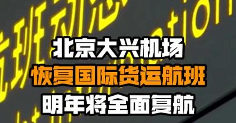 北京大兴机场恢复国际货运航班 明年将全面复航